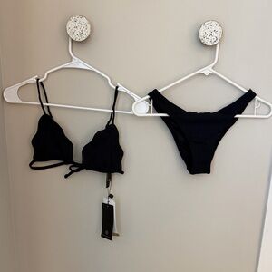 VIX Paula Hermanny Firenze Lou Black Scallop-Edge Bikini Set